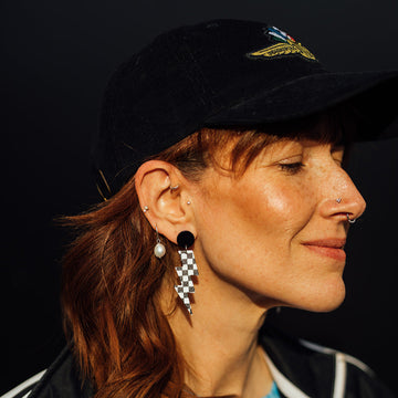 Checkered Flag Lightning Bolt Earrings