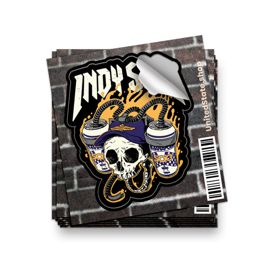 Indy 500 Skull Sticker
