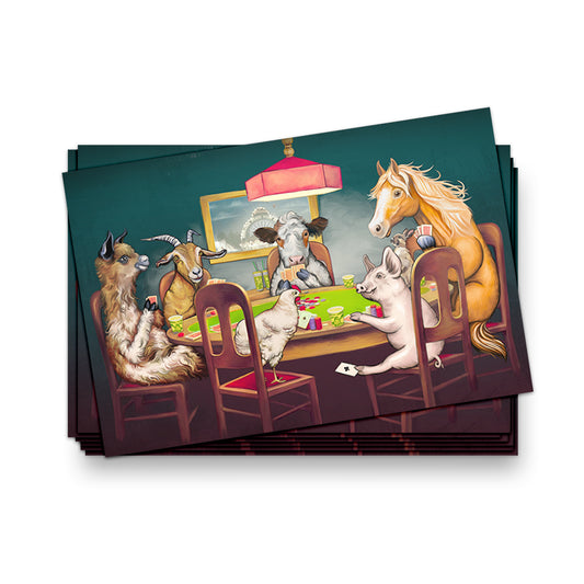 Animals Playing Poker Postcard