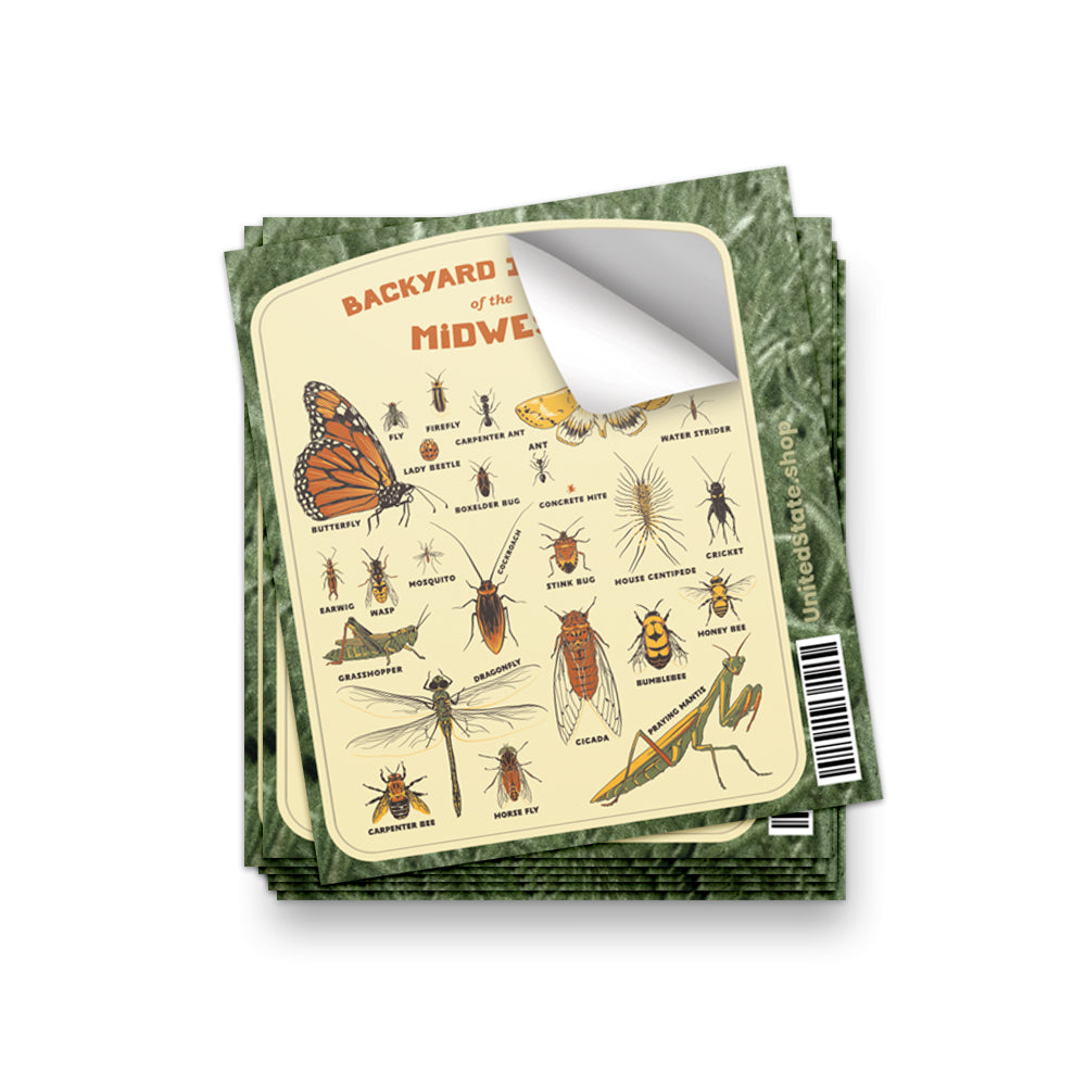 Backyard Insects of the Midwest Sticker - United State of Indiana