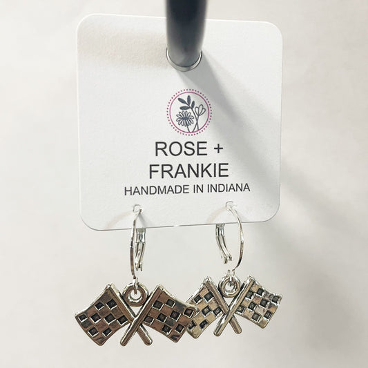 Checkered Flag Metal Earrings