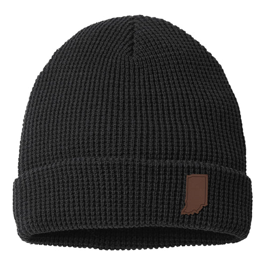 Leather Indiana Waffle Knit Beanie