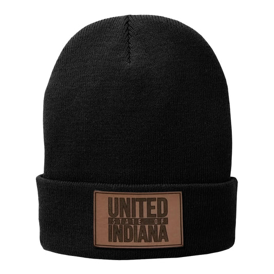 Leather United State of Indiana Fleece-Lined Beanie