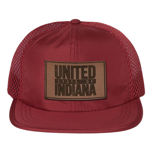 Leather United State of Indiana Wide Set Mesh Hat