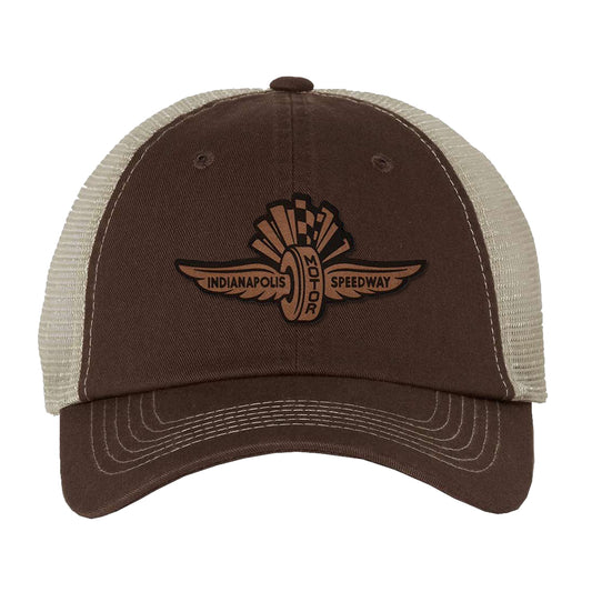 Leather Winged Wheel Trucker Cap