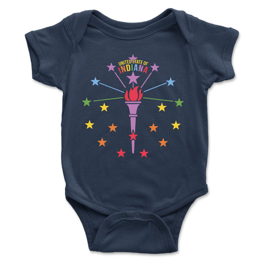 Rainbow Torch and Stars Onesie