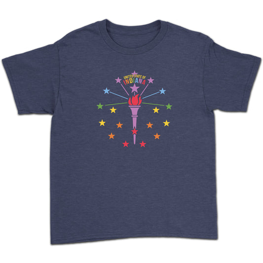 Rainbow Torch and Stars Youth Tee