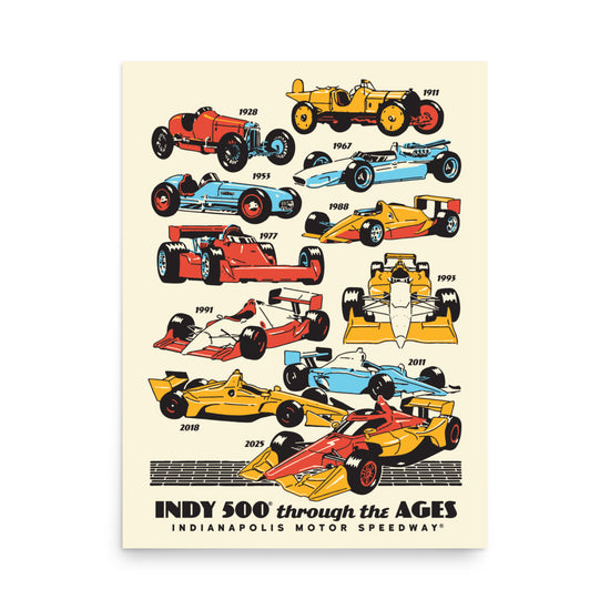 Indy Cars Through the Ages Poster - United State of Indiana