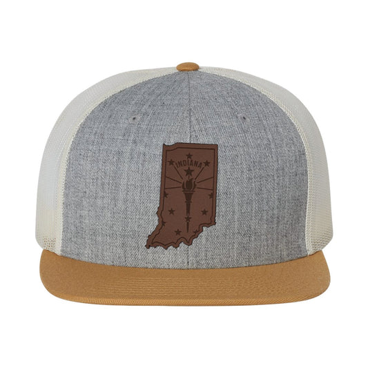 Leather Torch State Flat Bill Trucker Cap