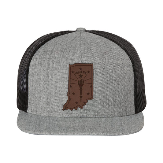 Leather Torch State Flat Bill Trucker Cap