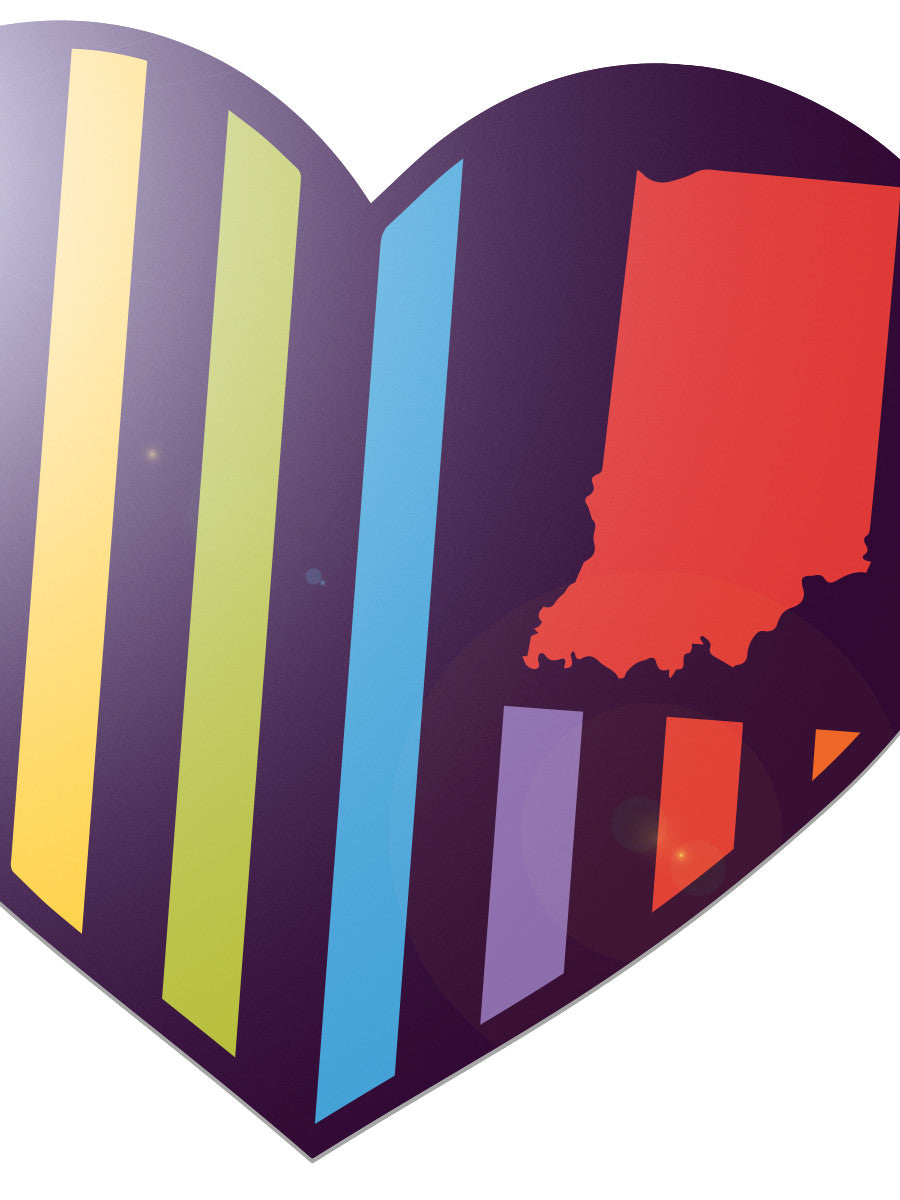Rainbow Heart Flag Sticker - United State of Indiana: Indiana-Made T-Shirts and Gifts