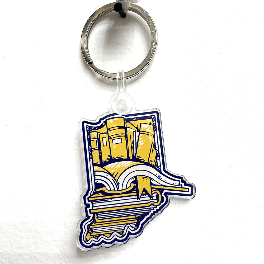 Indiana Library Book Keychain