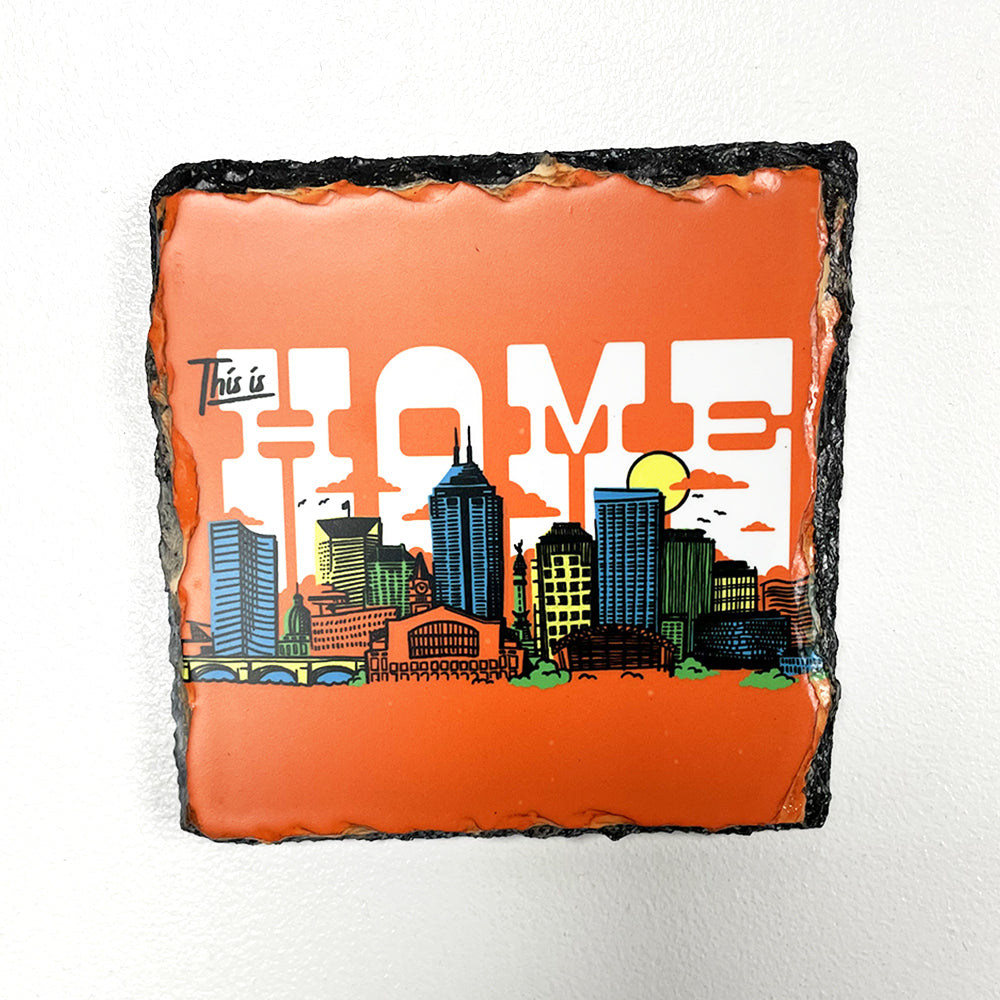 This is Home City Skyline Slate Coaster