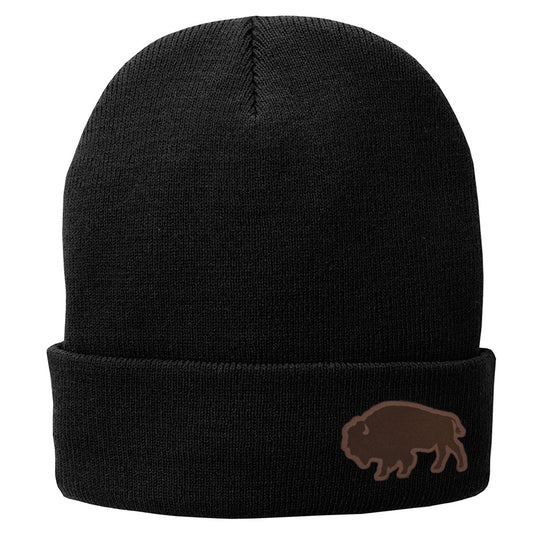 Leather Buffalo Beanie