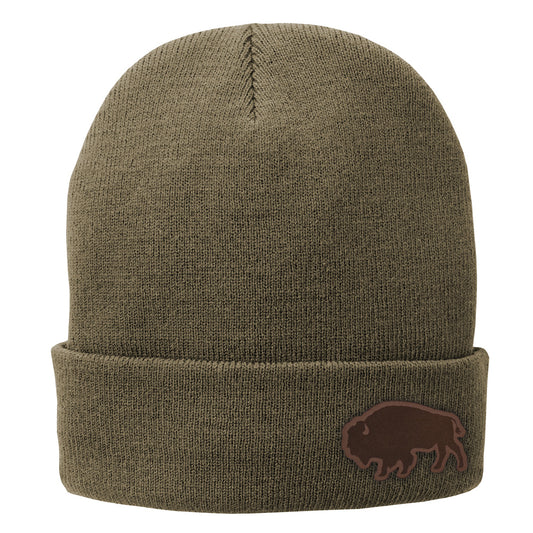 Leather Buffalo Beanie