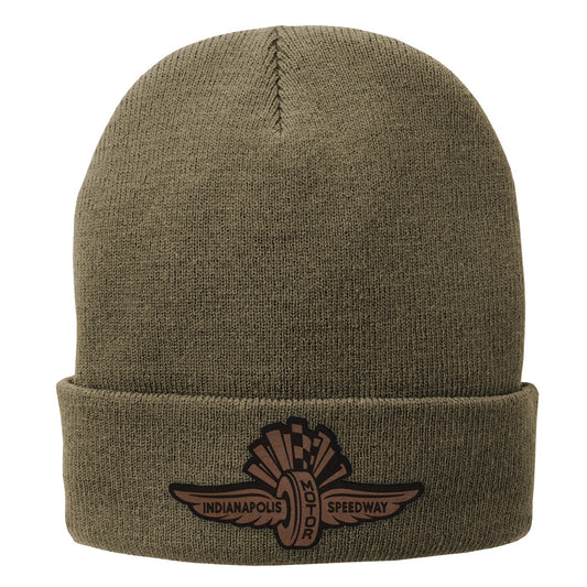 Leather Winged Wheel Beanie