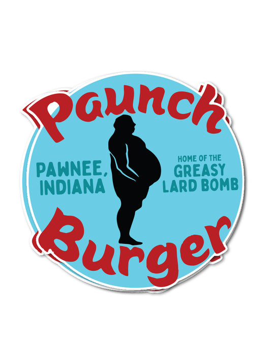 Paunch Burger Sticker - United State of Indiana: Indiana-Made T-Shirts and Gifts