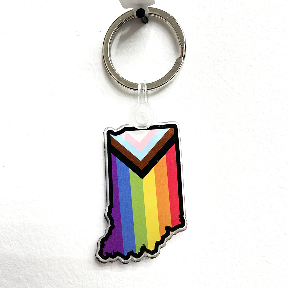 Indiana Progress Pride Keychain