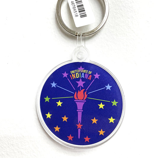 Rainbow Torch and Stars Keychain