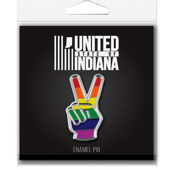 Rainbow Peace Enamel Pin - United State of Indiana: Indiana-Made T-Shirts and Gifts