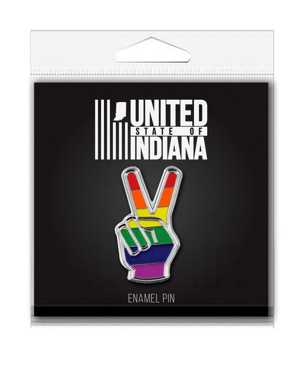 Rainbow Peace Enamel Pin - United State of Indiana: Indiana-Made T-Shirts and Gifts
