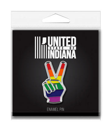 Rainbow Peace Enamel Pin - United State of Indiana: Indiana-Made T-Shirts and Gifts