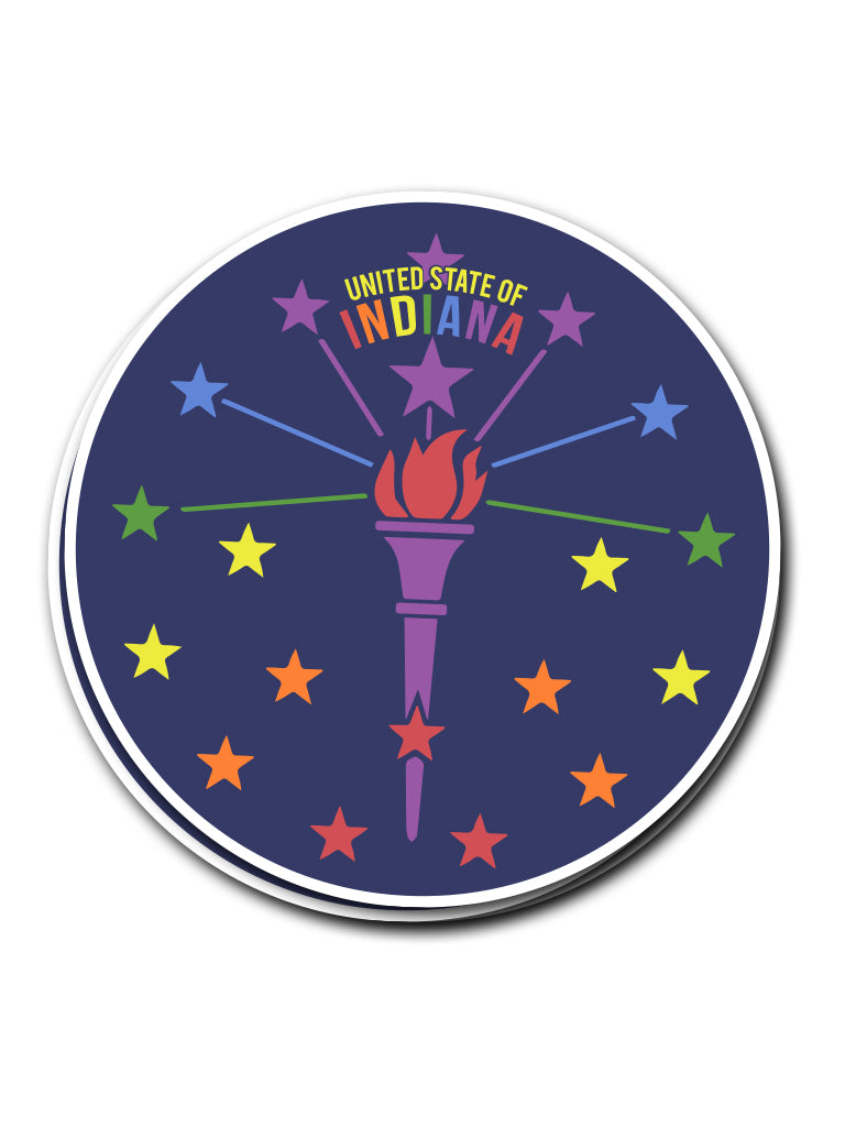 Torch and Stars PRIDE Sticker - United State of Indiana: Indiana-Made T-Shirts and Gifts