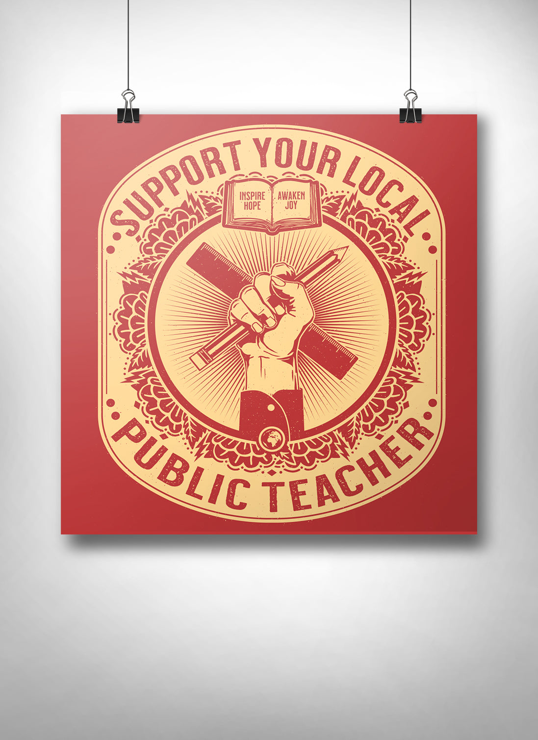 Support Your Local Teacher Poster - United State of Indiana: Indiana-Made T-Shirts and Gifts