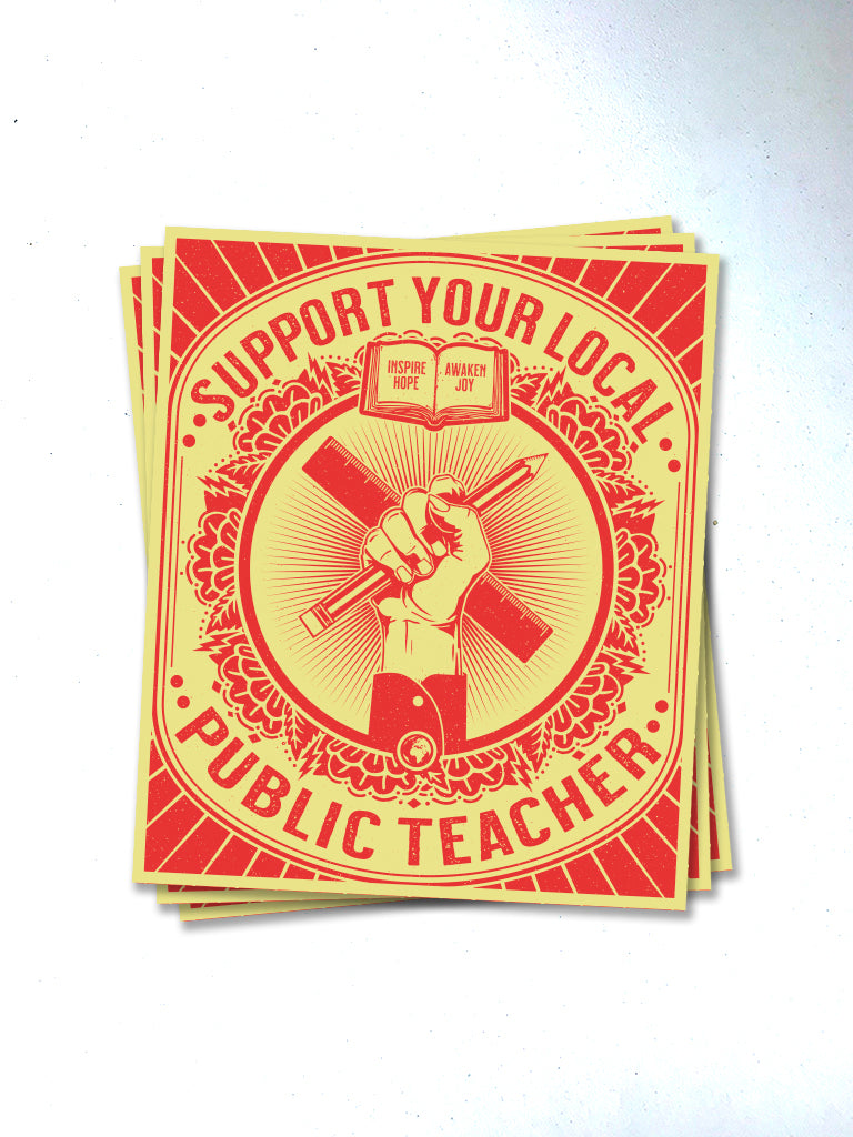 Support Your Local Teacher Sticker - United State of Indiana: Indiana-Made T-Shirts and Gifts