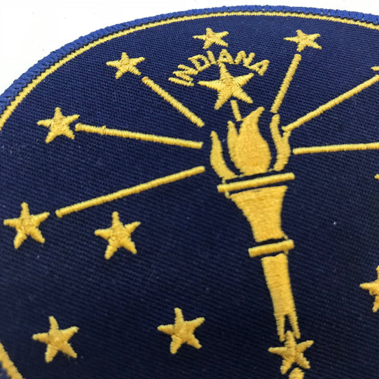 Torch and Stars Iron-On Patch - United State of Indiana: Indiana-Made T-Shirts and Gifts