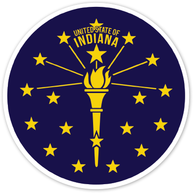 Torch and Stars Sticker - United State of Indiana: Indiana-Made T-Shirts and Gifts